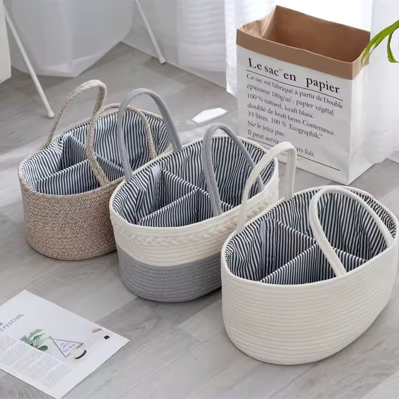 Panier à Couches Tressé – Organisation Élégante pour les Essentiels de Bébé