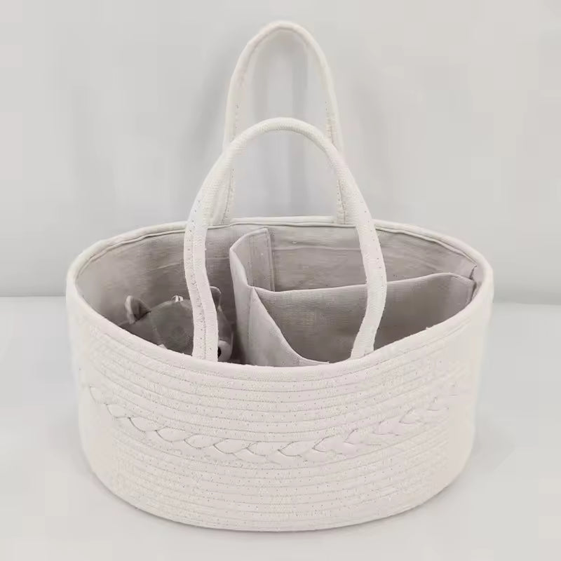 Panier à Couches Tressé – Organisation Élégante pour les Essentiels de Bébé