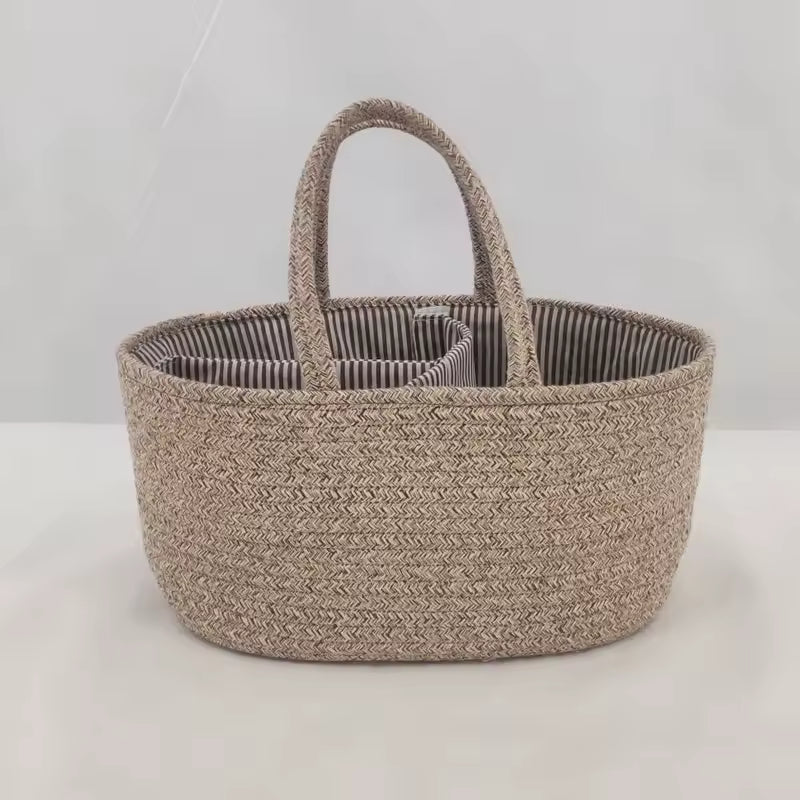 Panier à Couches Tressé – Organisation Élégante pour les Essentiels de Bébé