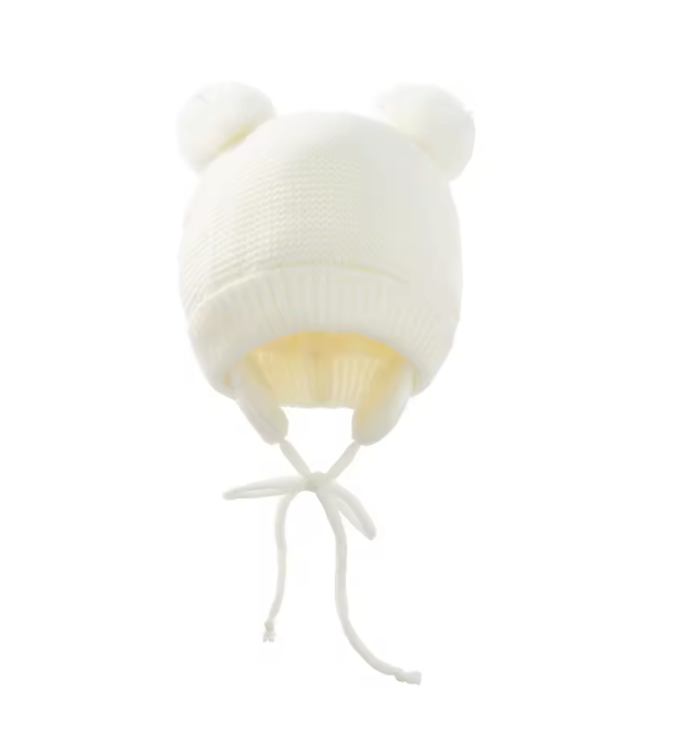 Bonnet Bébé Tricoté à Pompons – Chaleur & Douceur pour l’Hiver